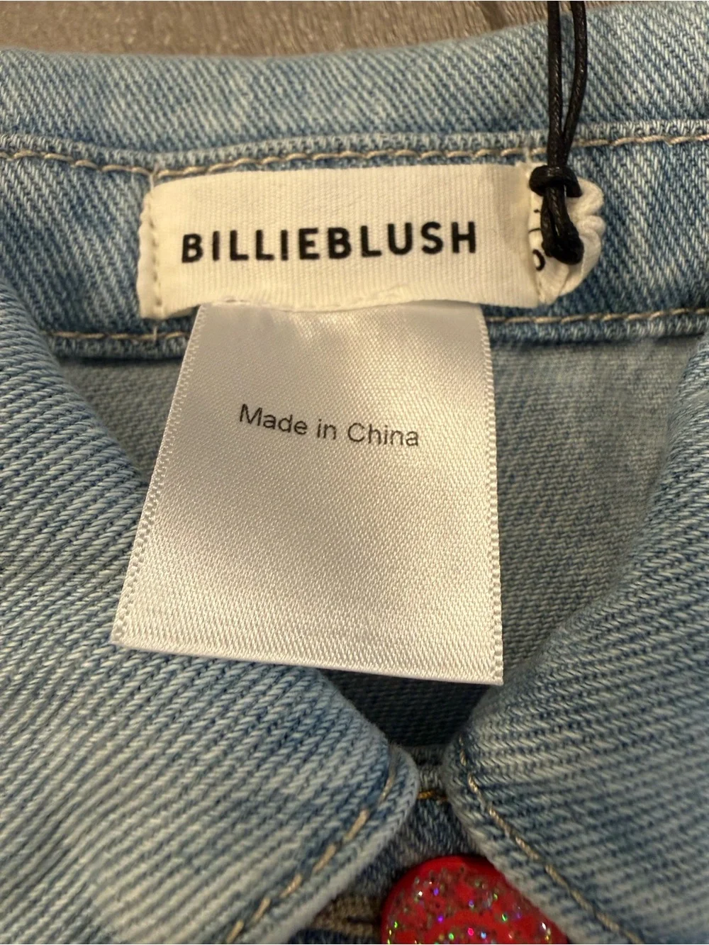 Billieblush Light Blue Denim Jacket with Multicolor Embroidery